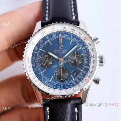 Copy Breitling Navitimer 43mm Automatic Chronograph Watch SS Blue Dial